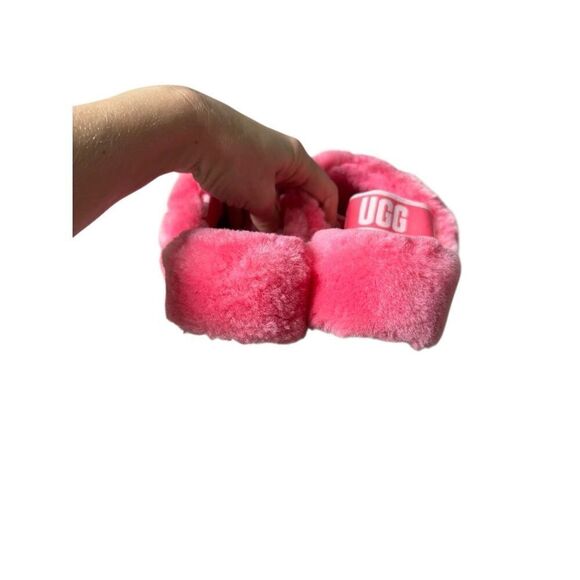 UGG Fluff Yeah Slide Poppy Strawberry Sorbet Sheepskin size 10 Pink Sandals Slip - Picture 10 of 12